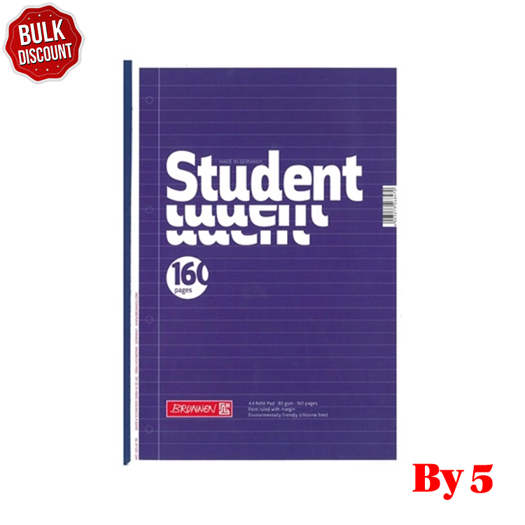 Refill Pad - A4 Student Refill Glue bound Pad - (Brunnen) - Pack of 5